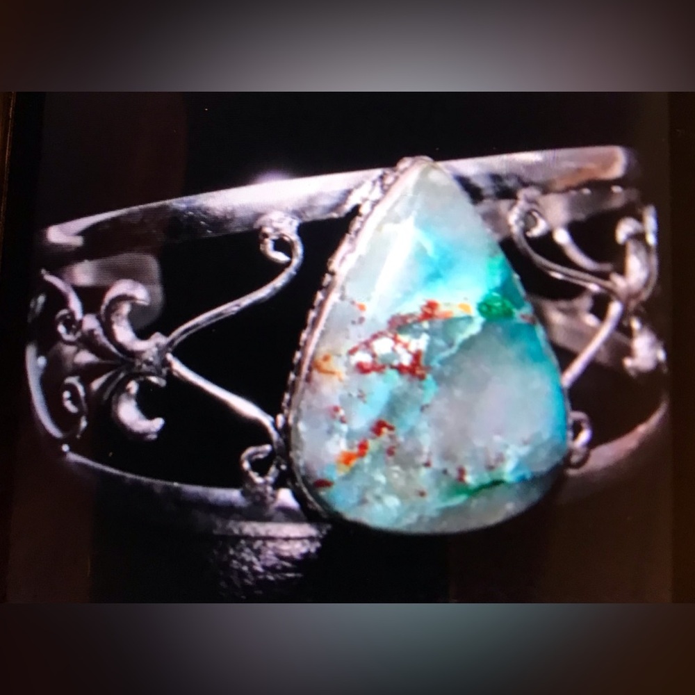 Quantum Quattro Stamped Solid 925 Sterling Silver Cuff Bracelet